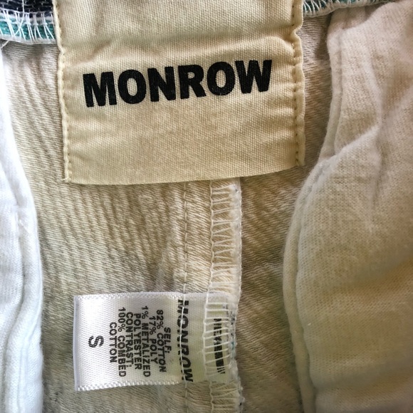 MONROW White and Blue Cotton Lace Up striped shorts - Picture 6 of 6